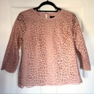 J.Crew Rusty Pink Crochet Detail Blouse Top